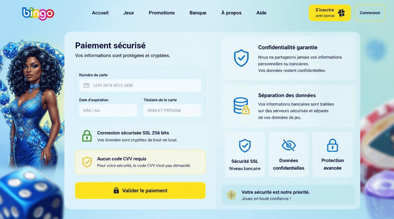 Formulaire bancaire chiffré, données sensibles protégées, CVV non conservé.