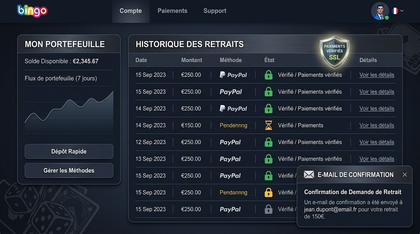 Visualisation de l’historique des transactions et sécurité de paiement.