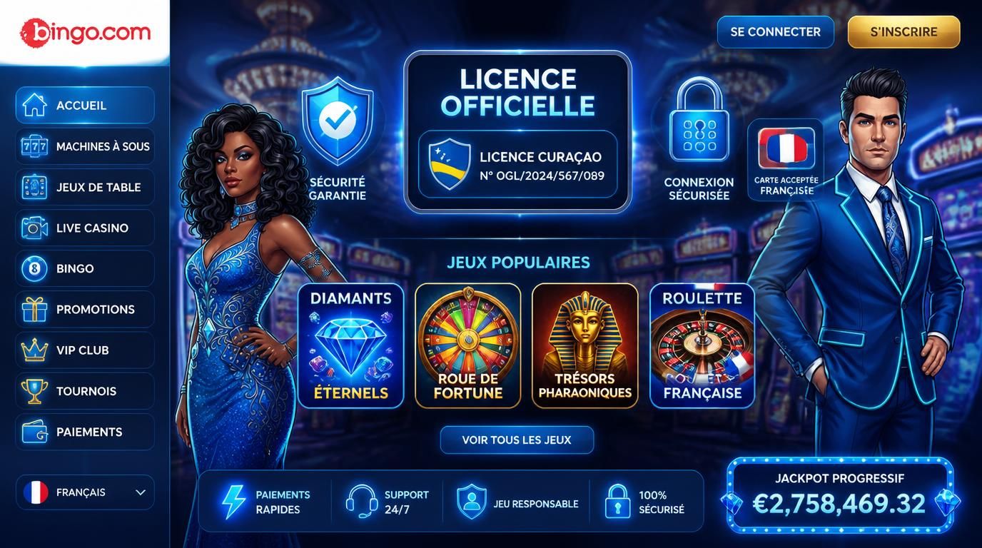 Représentation de la licence officielle et de la sécurité pour les joueurs français sur Bingoсasino