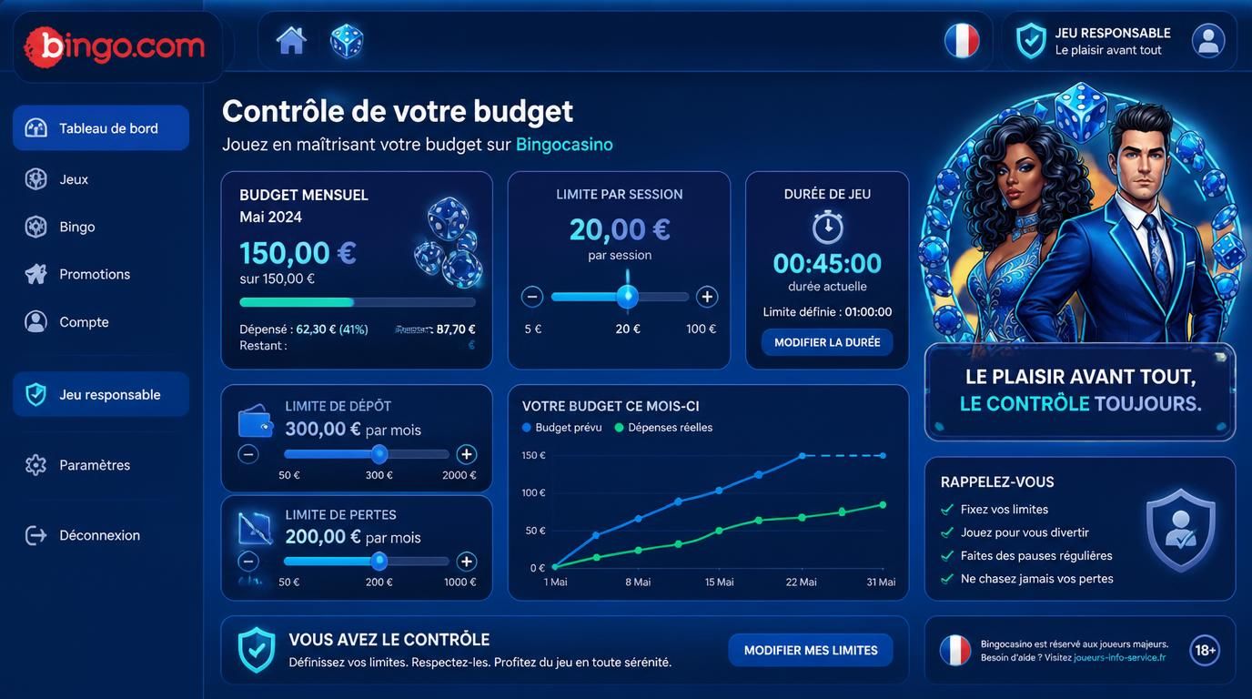 Contrôle du budget de jeu sur Bingoсasino avec limites de dépenses et de temps